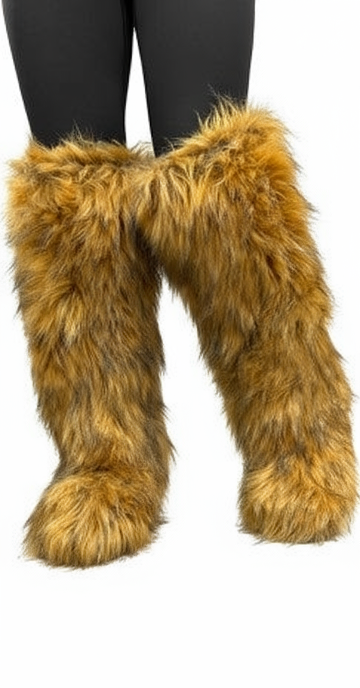 Faux fur boots with clean background
