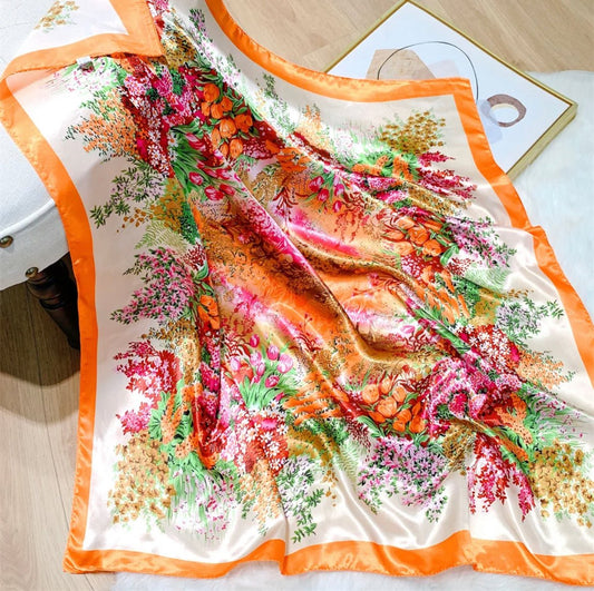 Orange Snapdragon Mulberry Silk Scarf - Pretty Prissy Pieces