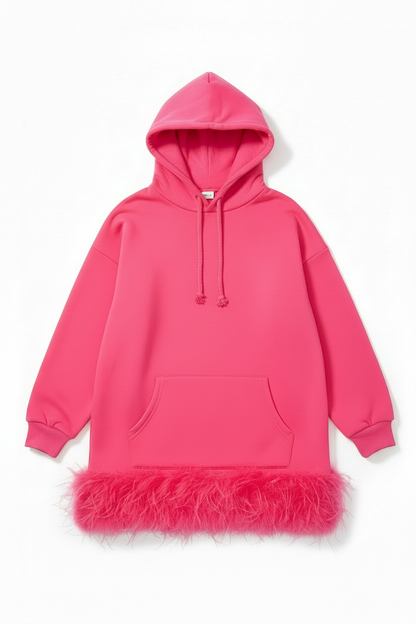 Pink Fluff Hoodie Dress - All Pink