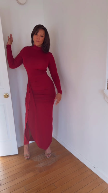 Elegant Burgundy Dress - Glamorous Women's Dress | Pretty Prissy Pieces