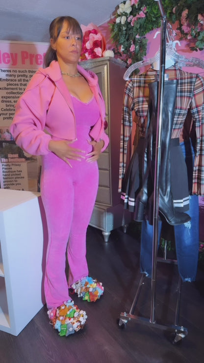 Bubble Gum Yum Jumpsuit + Head Band - Pink