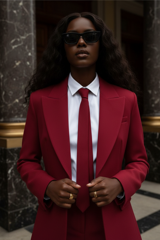 Red Blazer Short Set Editorial 2