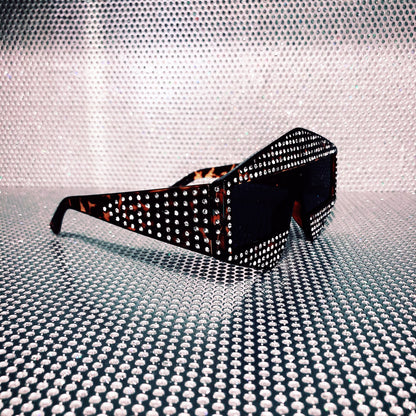 Glam 3D rhinestone rectangle sunglasses