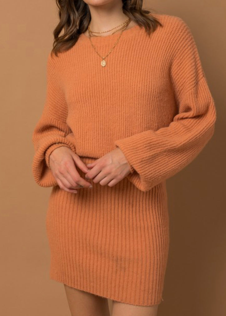 Apricot Sweater Dress