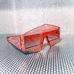 Glam 3D rhinestone rectangle sunglasses