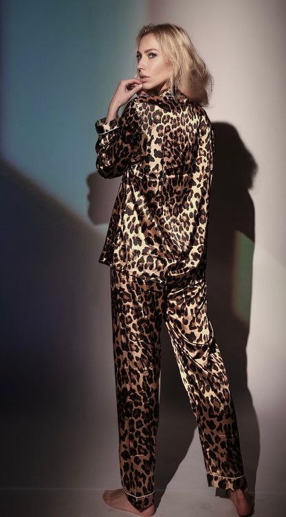 Silk leopard pj set